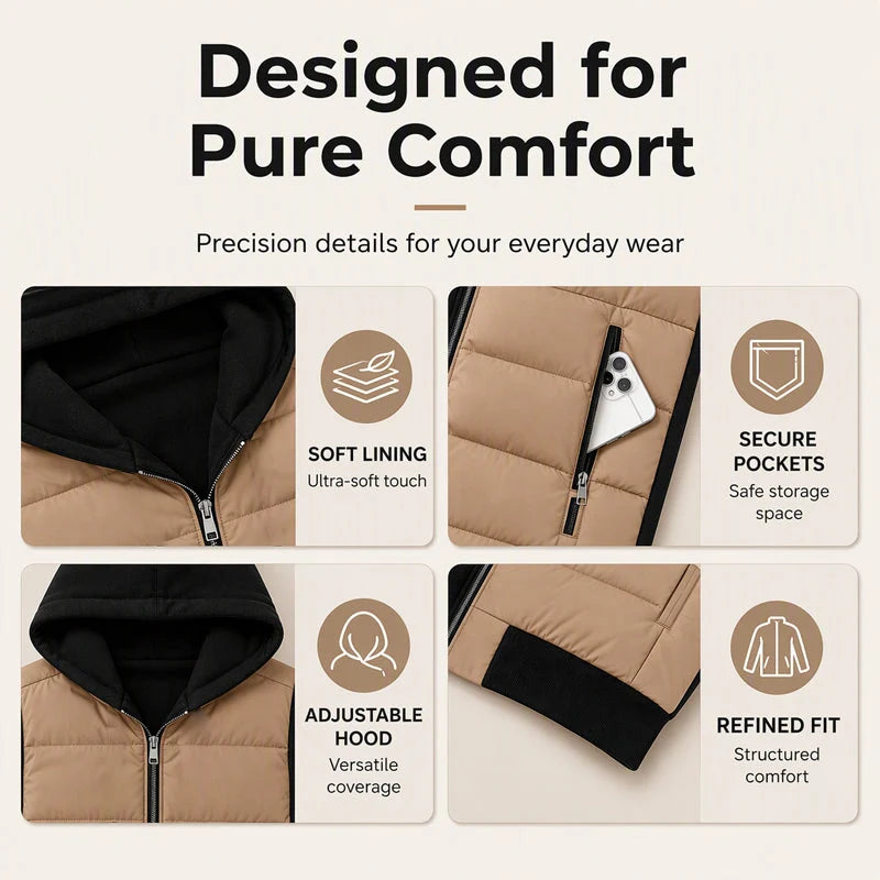 Women's Puffer Jacket | Color-Block Design, Warm Insulation, Adjustable Hood 2