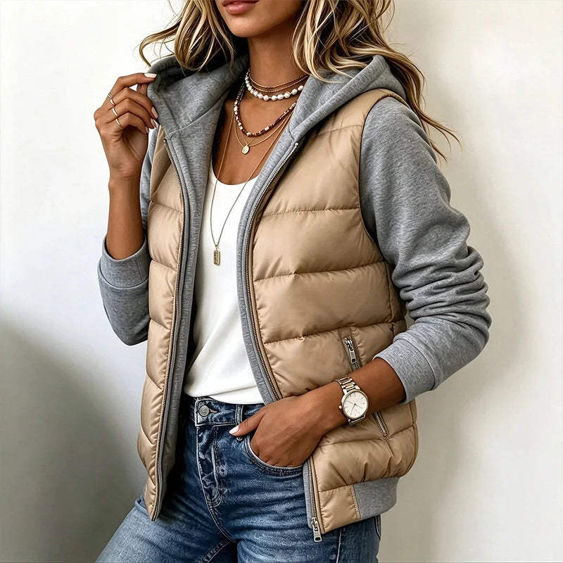 Women's Puffer Jacket | Color-Block Design, Warm Insulation, Adjustable Hood 9