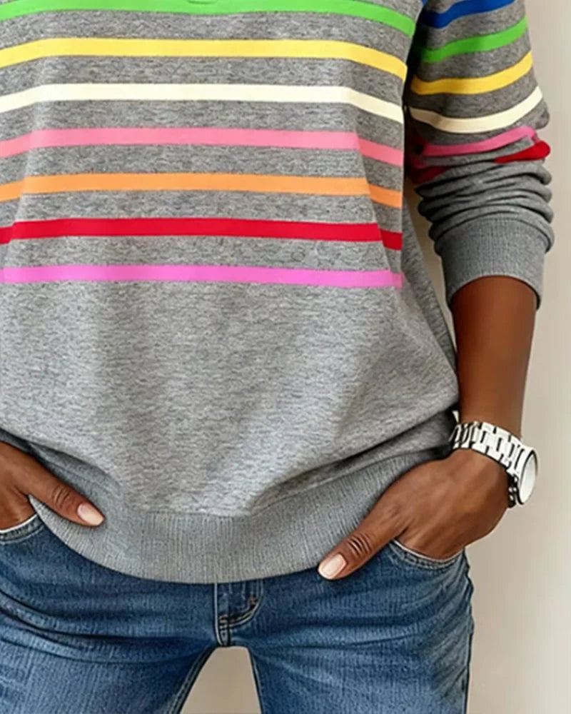 Women's Quarter Zip Sweatshirt | Soft Knit, Striped Bands, Ribbed Cuffs 2