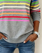 Women's Quarter Zip Sweatshirt | Soft Knit, Striped Bands, Ribbed Cuffs 2
