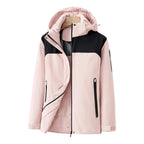 Women's Quilted Outdoor Jacket | Water-Resistant, Detachable Hood, Stylish Pink Panels 0