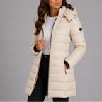 Women's Quilted Puffer Jacket | Cotton-Padded Insulation, Detachable Hood, Fitted Long Silhouette 3
