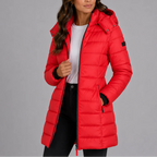 Women's Quilted Puffer Jacket | Cotton-Padded Insulation, Detachable Hood, Fitted Long Silhouette 4