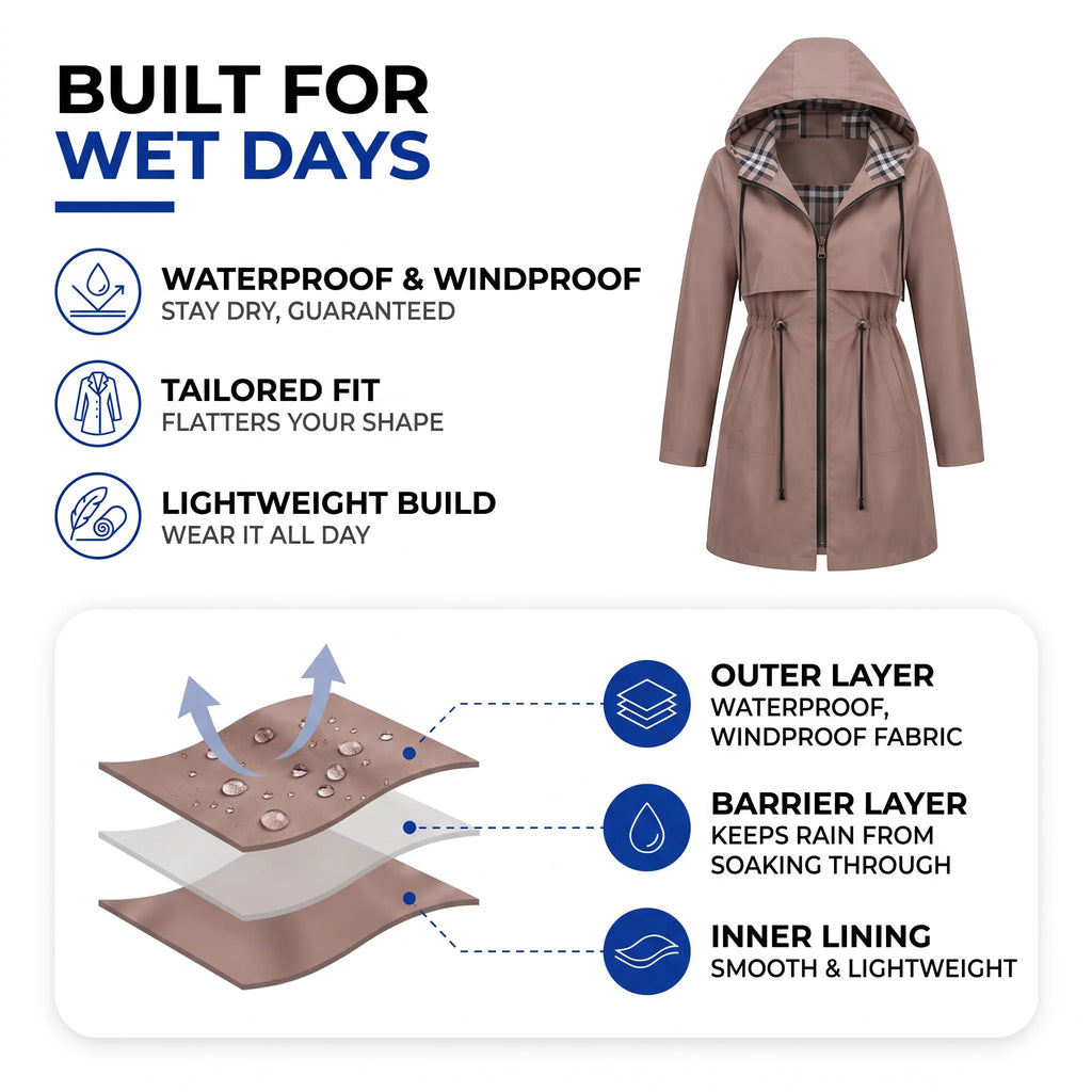 Women's Rain Jacket | Waterproof, Windproof, Tailored Fit 1