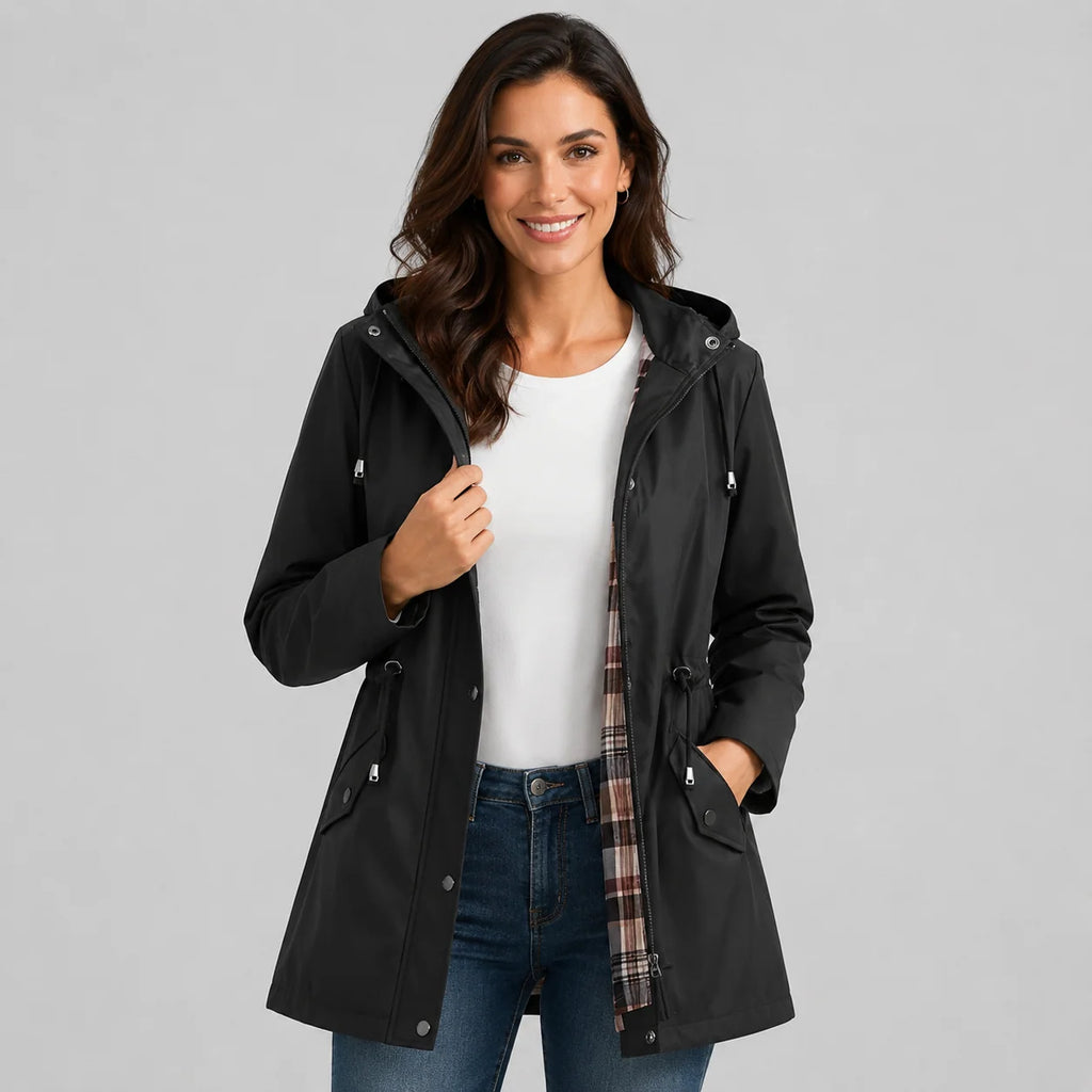 Women's Raincoat | Hooded, Waterproof, Adjustable Drawstring Waist 0