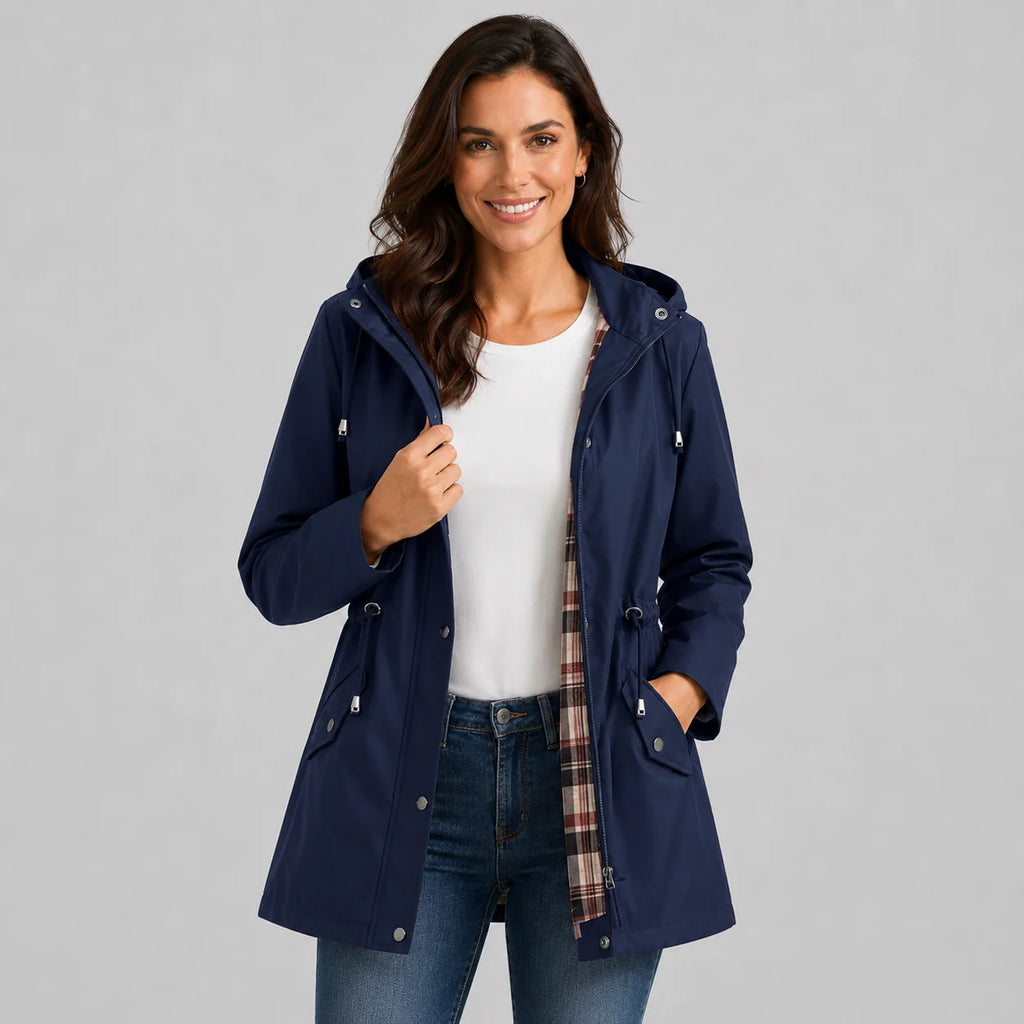 Women's Raincoat | Hooded, Waterproof, Adjustable Drawstring Waist 3