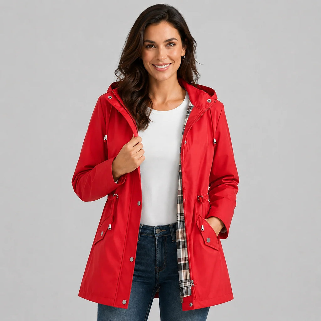 Women's Raincoat | Hooded, Waterproof, Adjustable Drawstring Waist 5