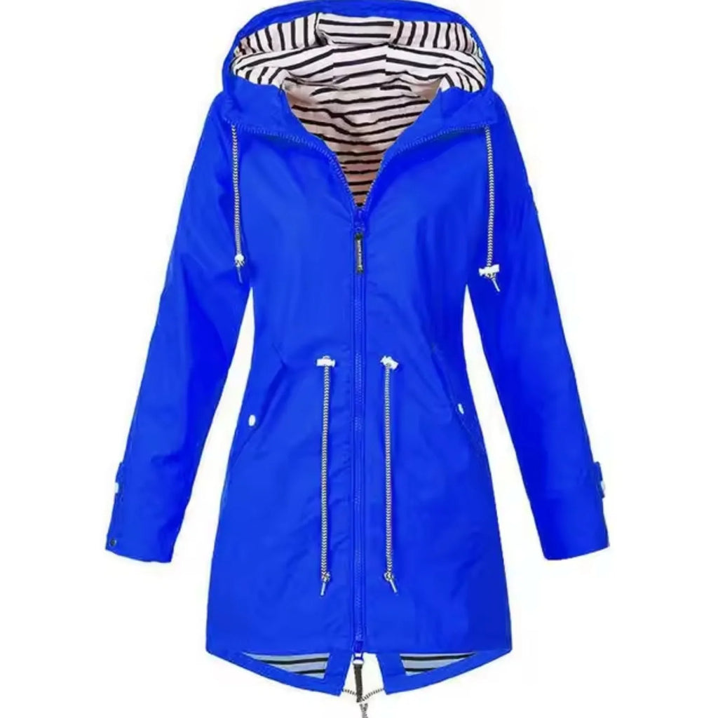Women's Raincoat | Lightweight Waterproof with Striped Hood 1