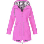 Women's Raincoat | Lightweight Waterproof with Striped Hood 2