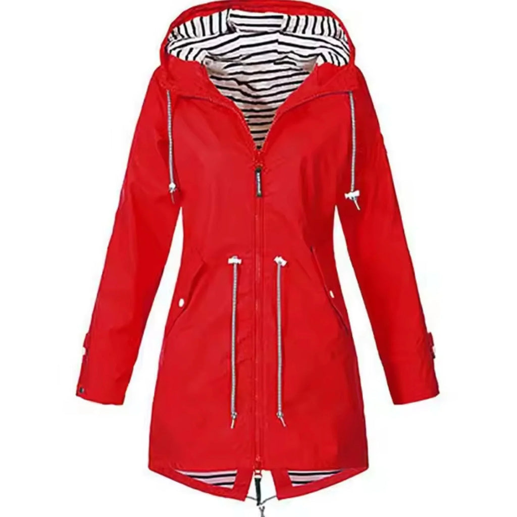 Women's Raincoat | Lightweight Waterproof with Striped Hood 3