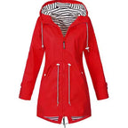 Women's Raincoat | Lightweight Waterproof with Striped Hood 3