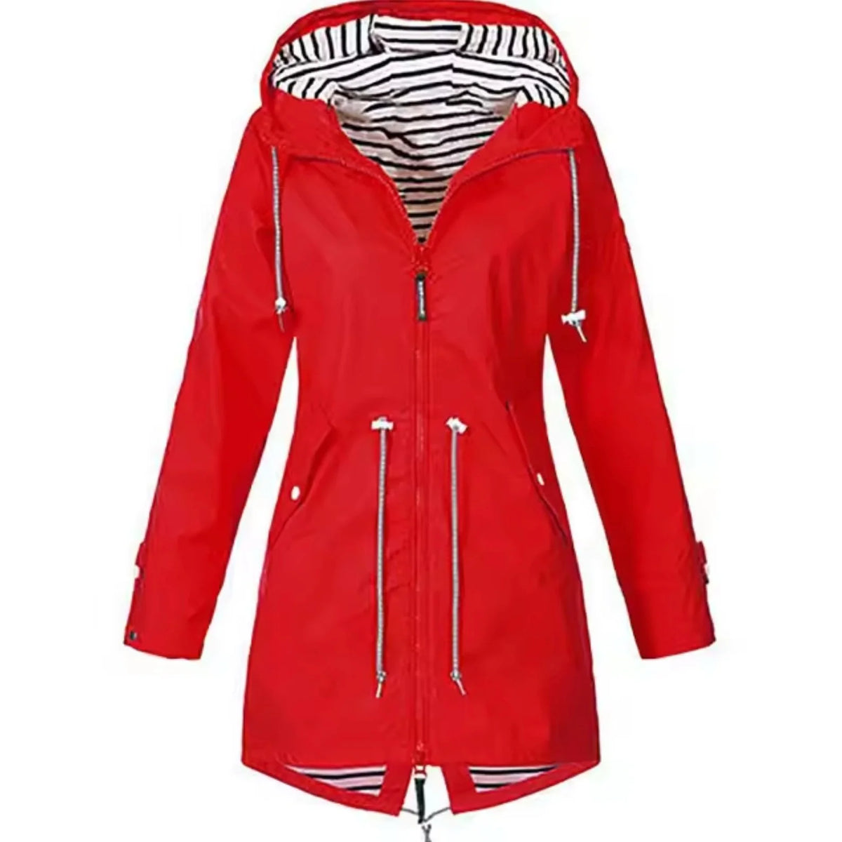 Women's Raincoat | Lightweight Waterproof with Striped Hood 3
