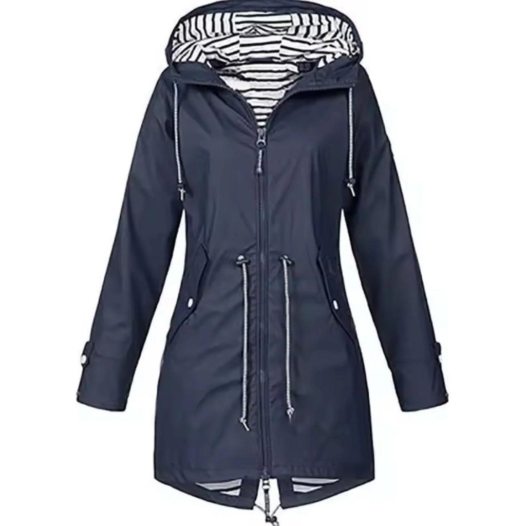 Women's Raincoat | Lightweight Waterproof with Striped Hood 5