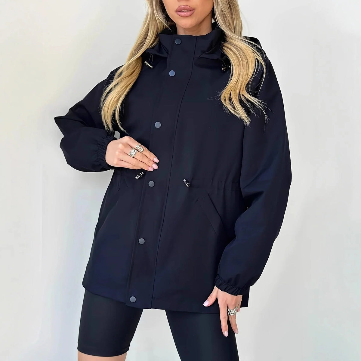 Women's Raincoat | Oversized Hooded Design, Water-Resistant, Roomy Fit for Layering 1