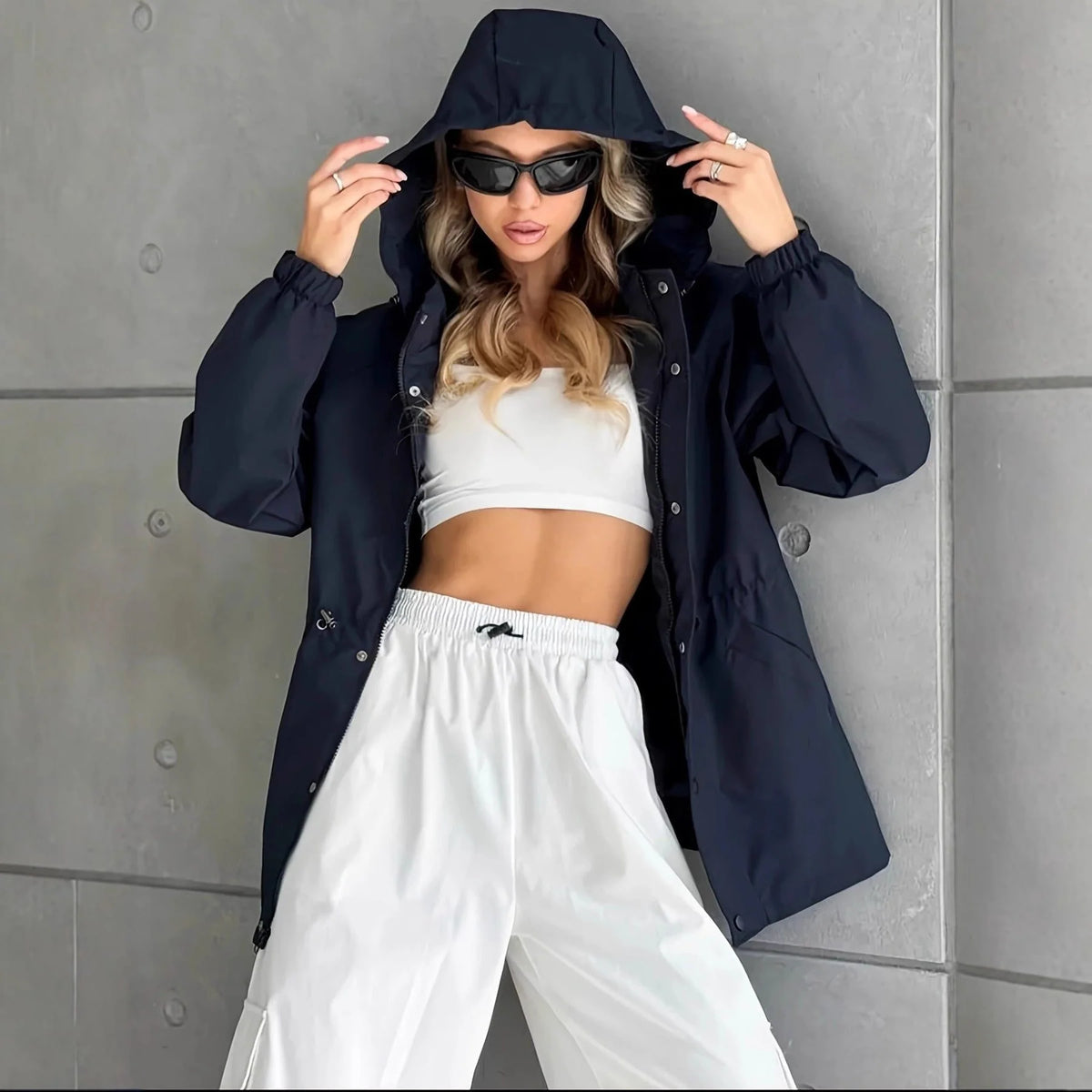 Women's Raincoat | Oversized Hooded Design, Water-Resistant, Roomy Fit for Layering 2