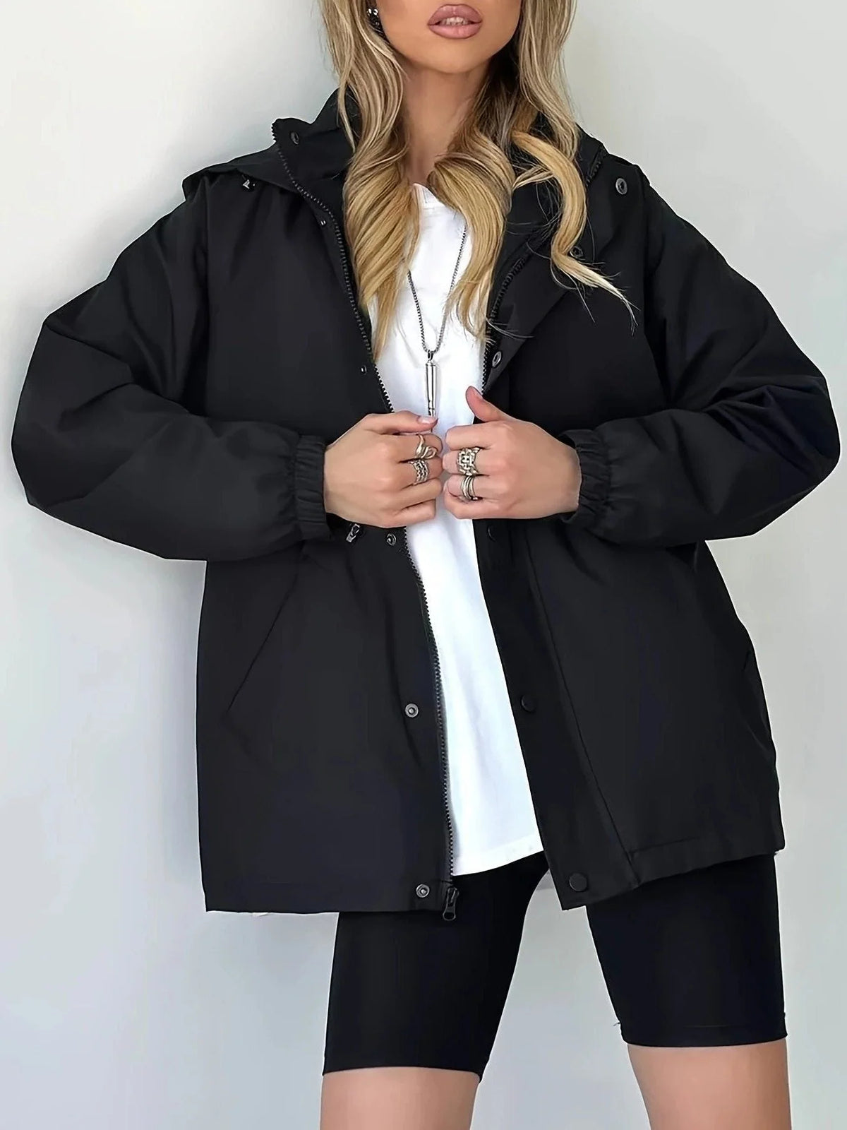 Women's Raincoat | Oversized Hooded Design, Water-Resistant, Roomy Fit for Layering 5