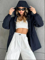 Women's Raincoat | Oversized Hooded Design, Water-Resistant, Roomy Fit for Layering 7
