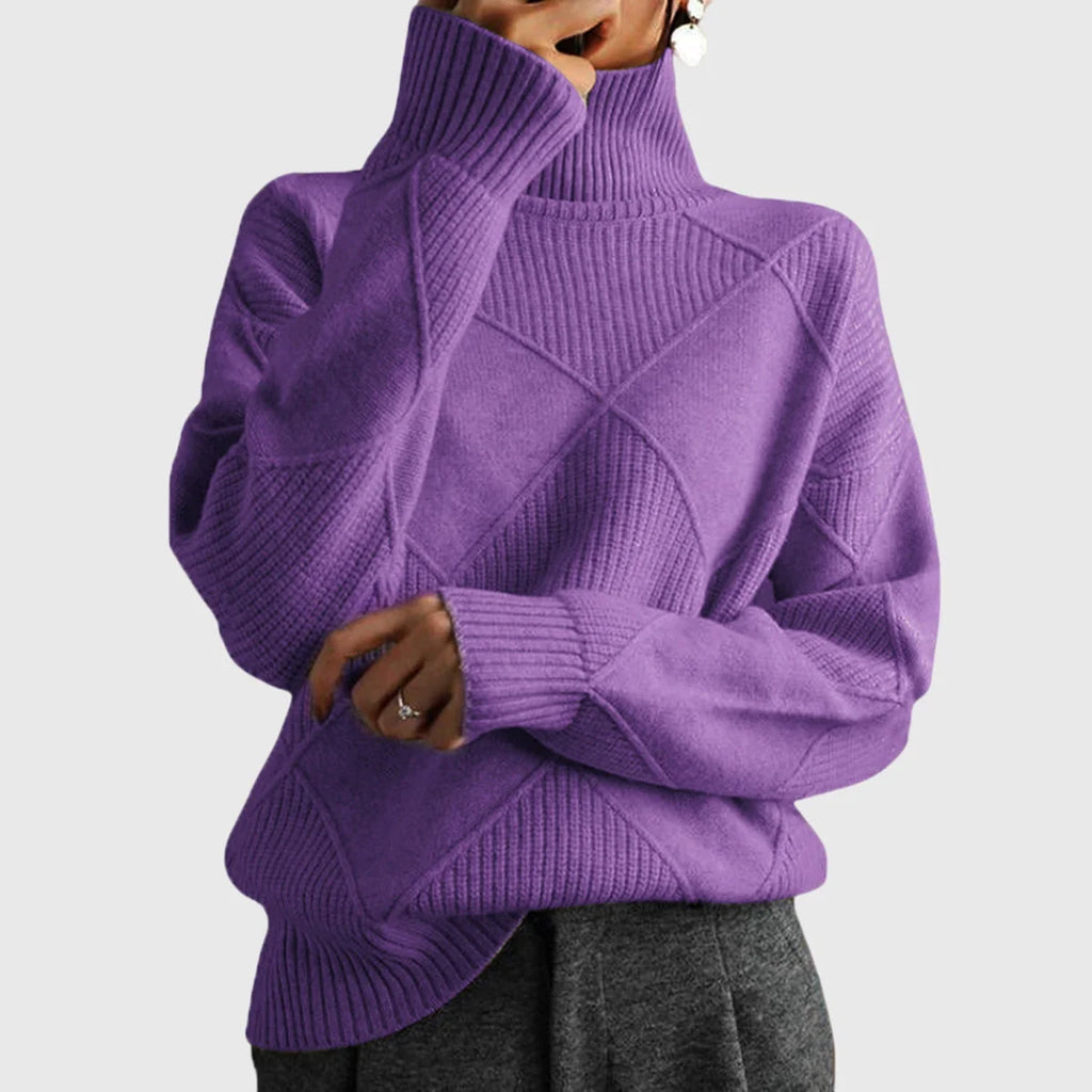 Women's Roll Neck Jumper | Soft Knit, Geometric Pattern, Cozy Warmth 4