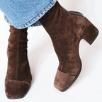 Women's Suede Ankle Boots | Block Heel, Square Toe, Comfortable Fit 0