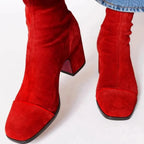 Women's Suede Ankle Boots | Block Heel, Square Toe, Comfortable Fit 1