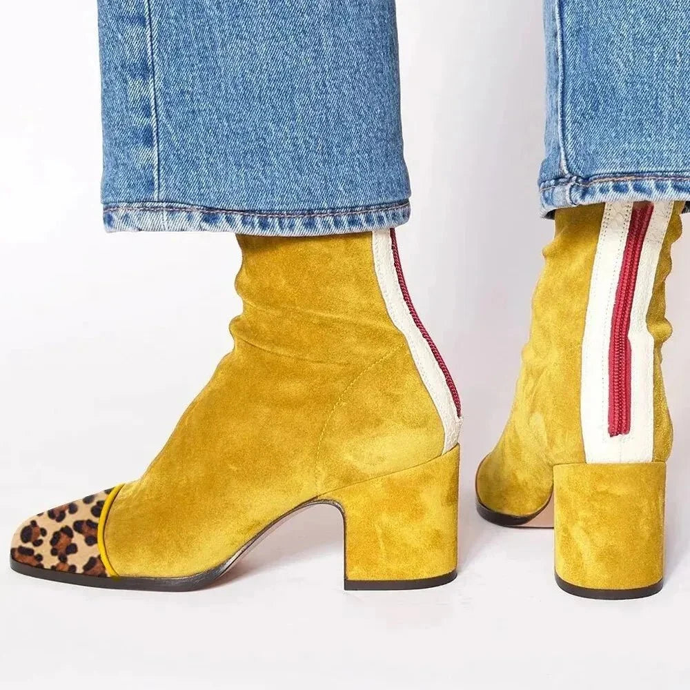 Women's Suede Ankle Boots | Block Heel, Square Toe, Comfortable Fit 3