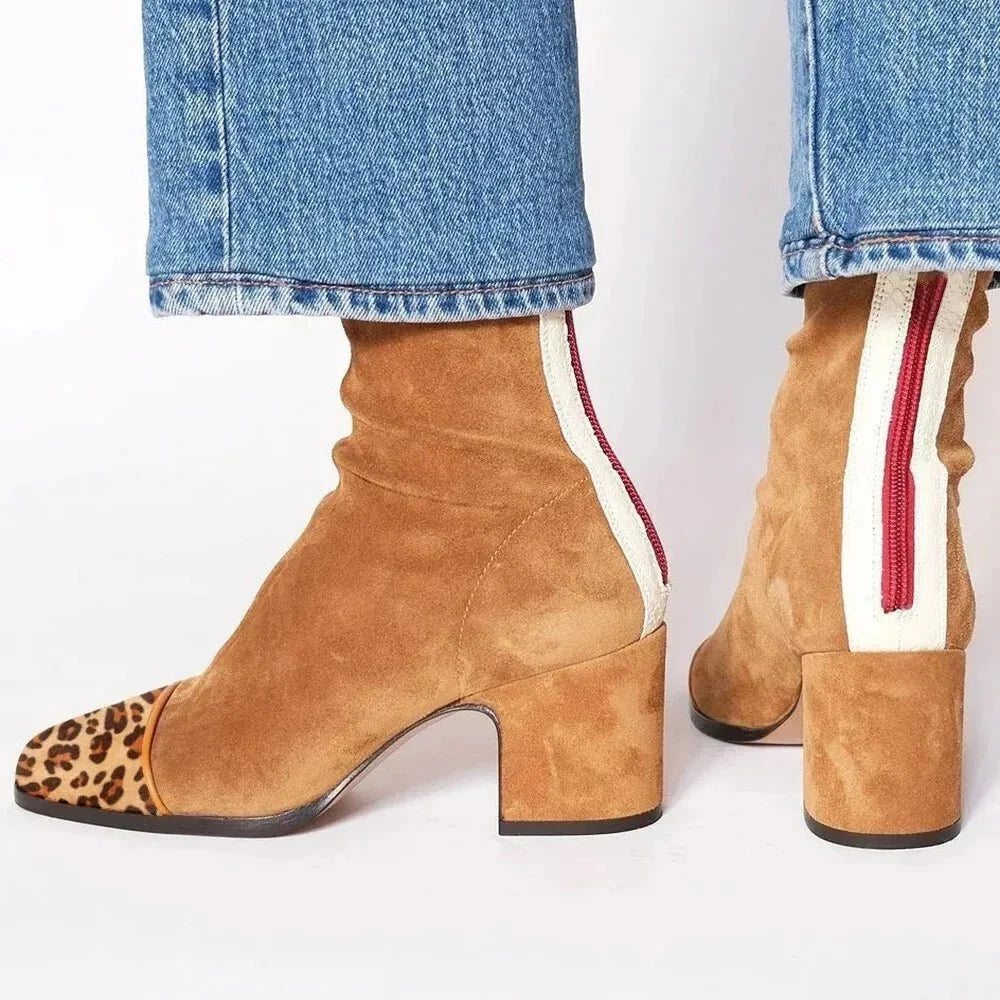 Women's Suede Ankle Boots | Block Heel, Square Toe, Comfortable Fit 5