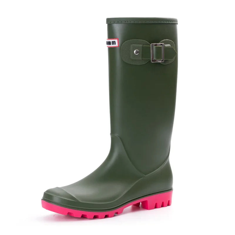 Women's Tall Waterproof Rubber Rain Boots | Anti-Slip Sole, Seamless Design 9