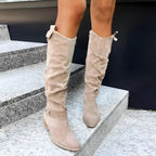 Women's Thigh High Boots | Slouchy Fit, Soft Suede-Effect, Low Block Heel 1
