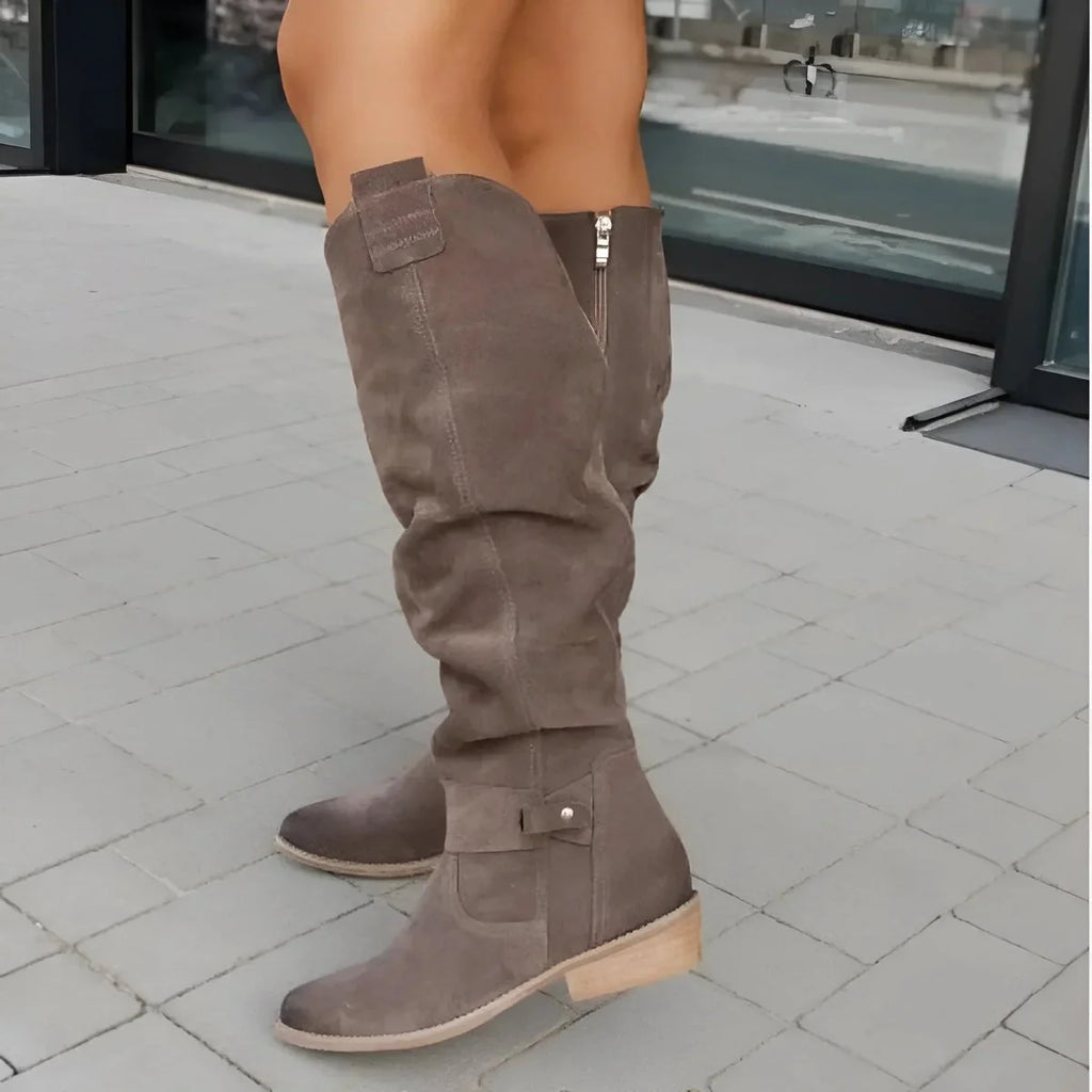 Women's Thigh High Boots | Slouchy Fit, Soft Suede-Effect, Low Block Heel 2