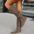 Women's Thigh High Boots | Slouchy Fit, Soft Suede-Effect, Low Block Heel 3