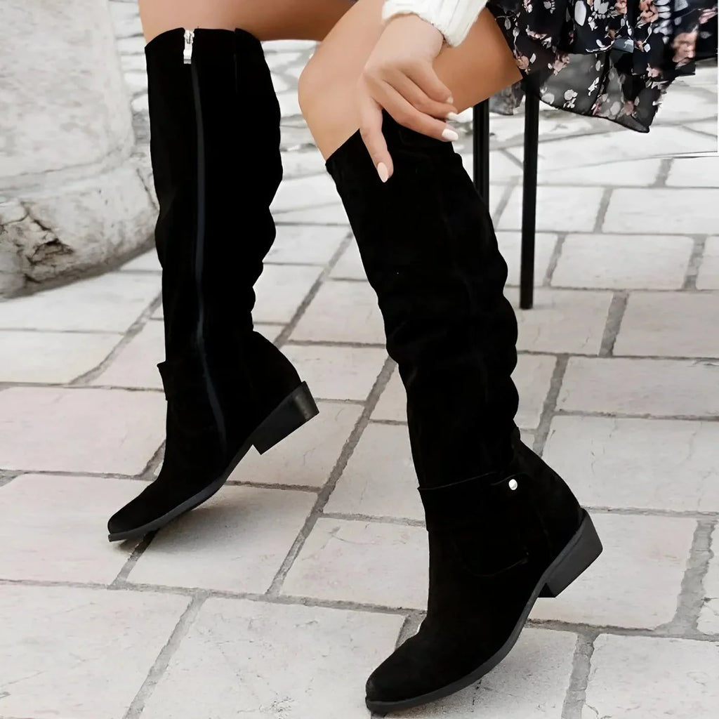 Women's Thigh High Boots | Slouchy Fit, Soft Suede-Effect, Low Block Heel 5