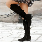 Women's Thigh High Boots | Slouchy Fit, Soft Suede-Effect, Low Block Heel 6