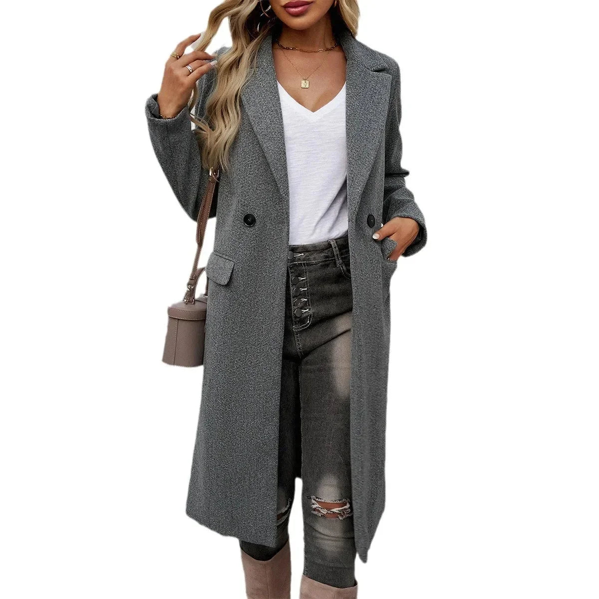 Women's Trench Coat | Oversized Midi, Notched Lapel, Self-Tie Belt 3