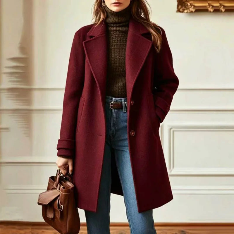 Women's Trench Coat | Soft Wool Blend, Retro Lapel, Mid-Length Design 3