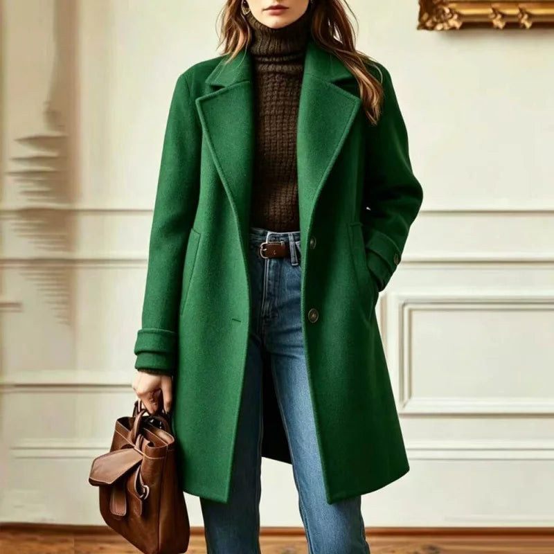 Women's Trench Coat | Soft Wool Blend, Retro Lapel, Mid-Length Design 4