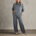 Women's Two Piece Set | High Collar Sweatshirt, Adjustable Wide Leg Pants 10