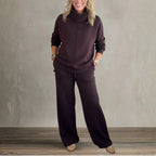 Women's Two Piece Set | High Collar Sweatshirt, Adjustable Wide Leg Pants 5