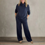 Women's Two Piece Set | High Collar Sweatshirt, Adjustable Wide Leg Pants 9