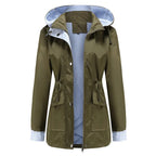 Women's Waterproof Hooded Jacket | Adjustable Hood, Zip Closure, Striped Lining 0
