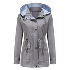 Women's Waterproof Hooded Jacket | Adjustable Hood, Zip Closure, Striped Lining 1