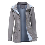 Women's Waterproof Hooded Jacket | Adjustable Hood, Zip Closure, Striped Lining 12