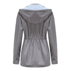 Women's Waterproof Hooded Jacket | Adjustable Hood, Zip Closure, Striped Lining 2
