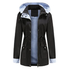 Women's Waterproof Hooded Jacket | Adjustable Hood, Zip Closure, Striped Lining 7