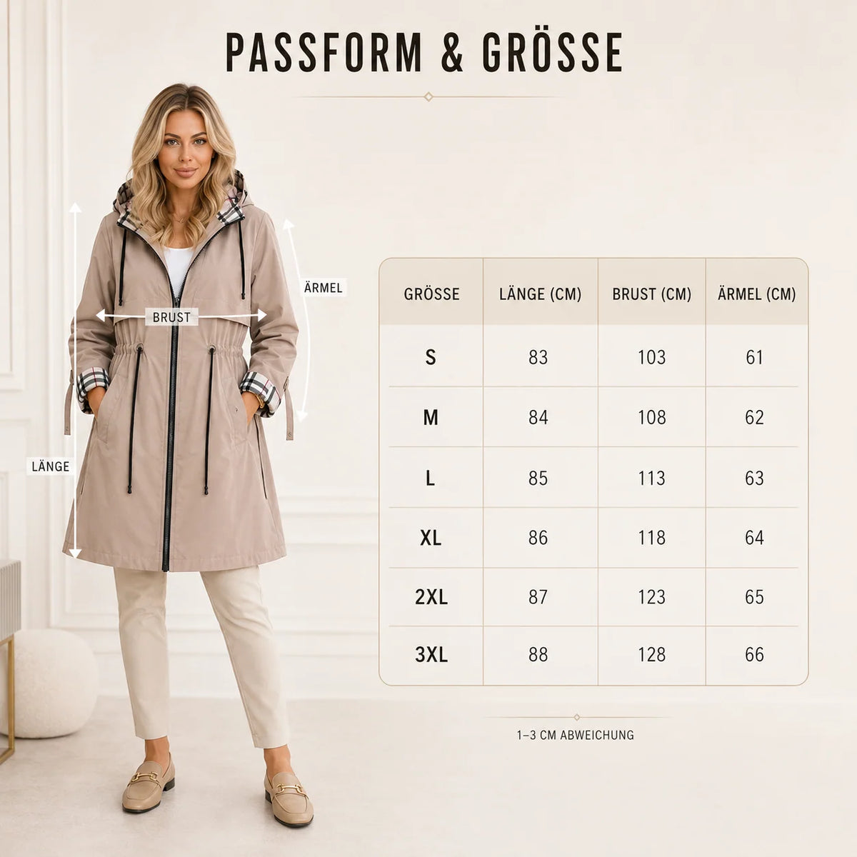 Women's Waterproof Hooded Jacket | Fitted Windproof Raincoat, Lightweight Polyester 2