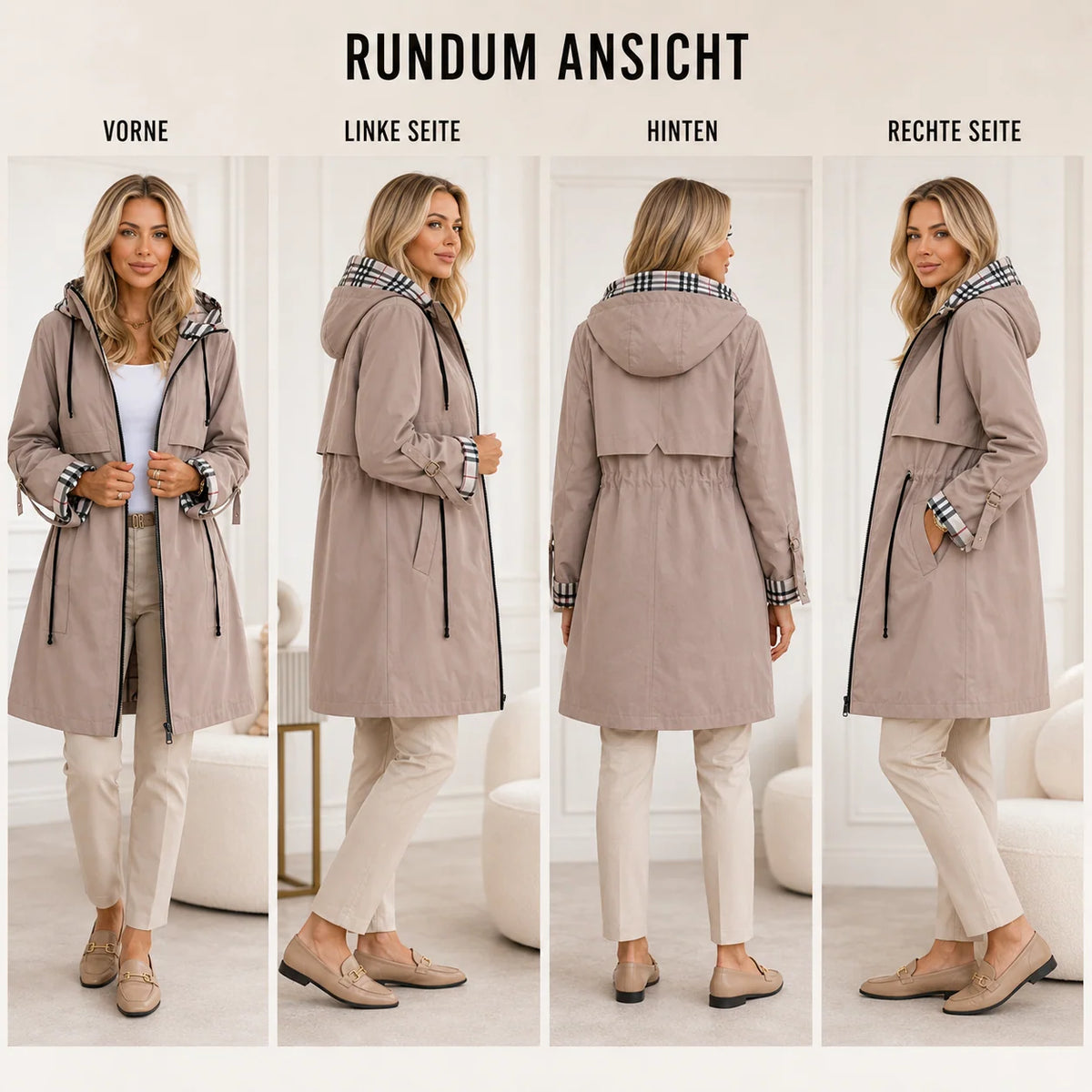 Women's Waterproof Hooded Jacket | Fitted Windproof Raincoat, Lightweight Polyester 3