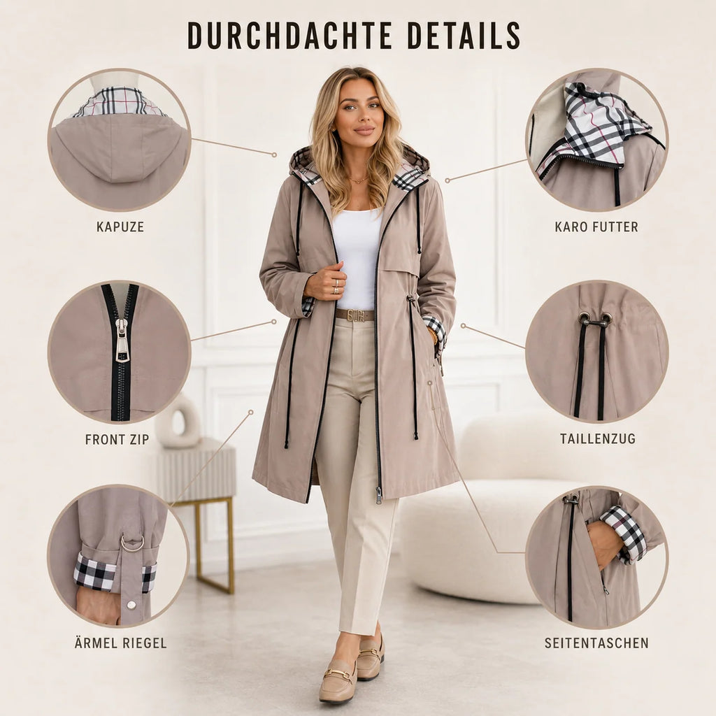Women's Waterproof Hooded Jacket | Fitted Windproof Raincoat, Lightweight Polyester 4