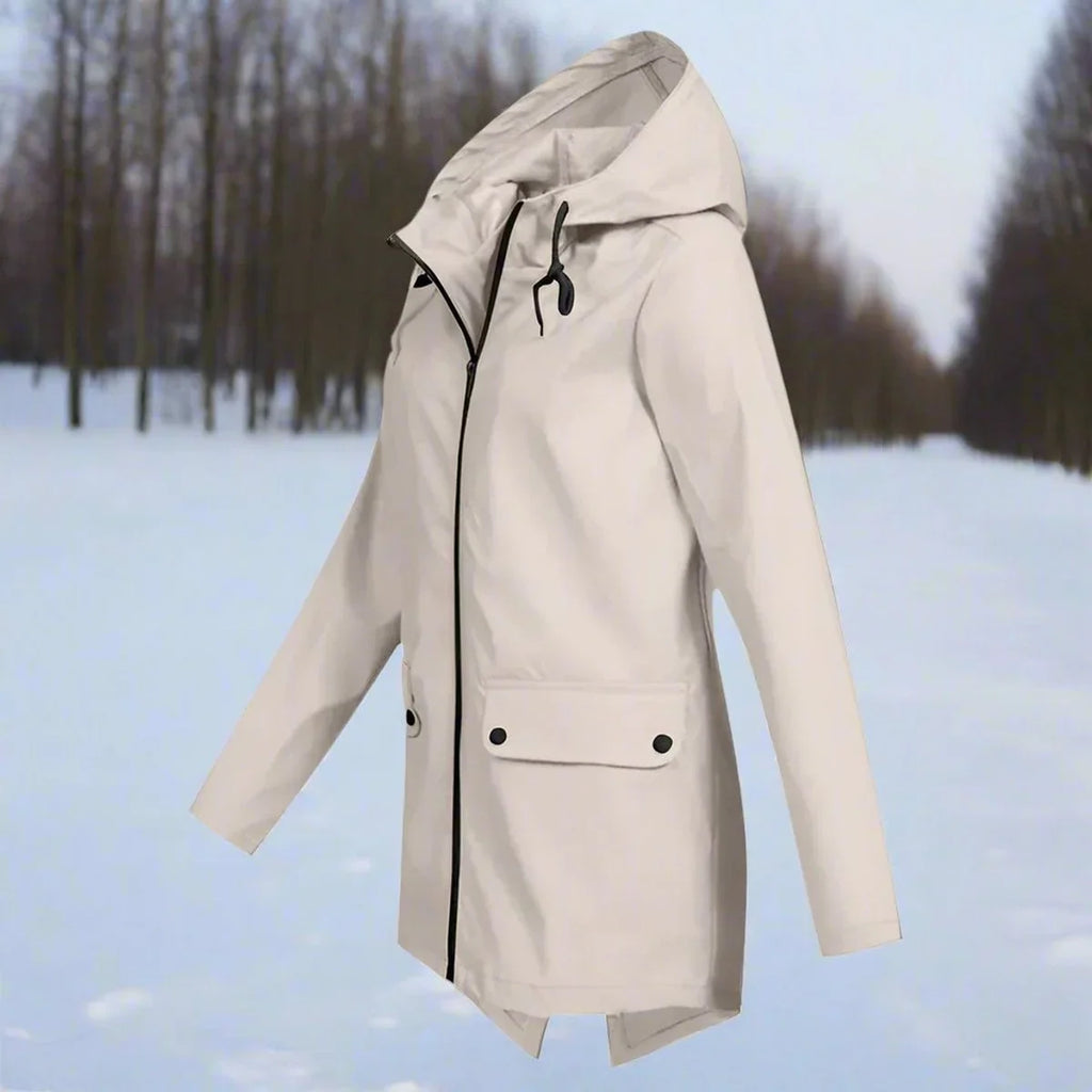 Women's Waterproof Rain Jacket | Hooded, Longline, Water-Repellent Design 1