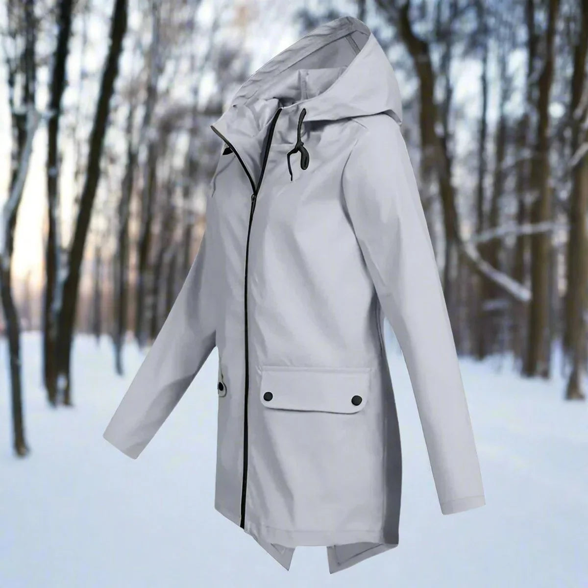 Women's Waterproof Rain Jacket | Hooded, Longline, Water-Repellent Design 7