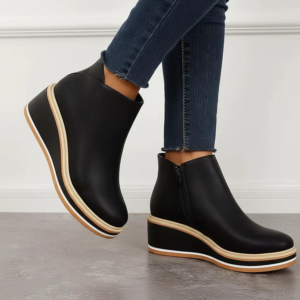 Women's Wedge Ankle Boots | Side Zip, Platform Sole, Closed Toe 2