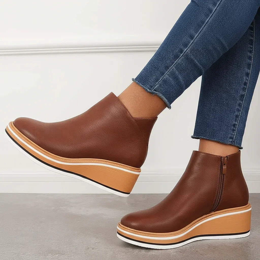 Women's Wedge Ankle Boots | Side Zip, Platform Sole, Closed Toe 3